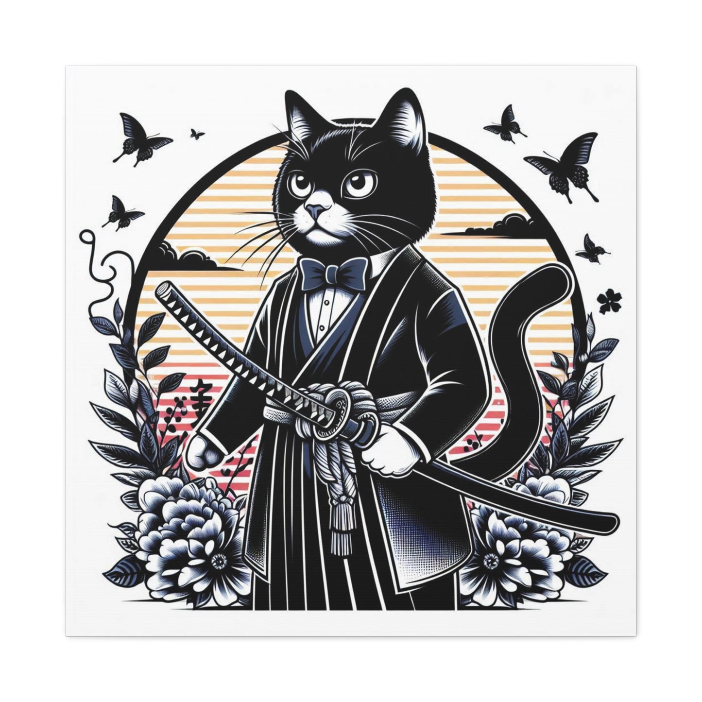Samurai Tux Cat Canvas