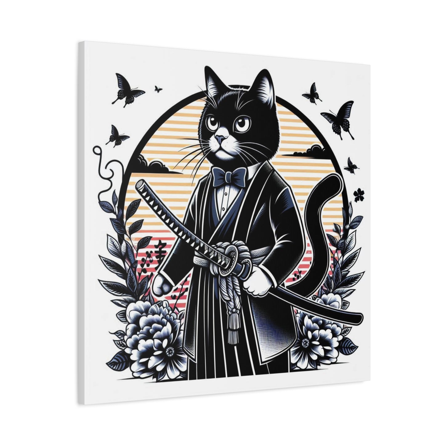 Samurai Tux Cat Canvas