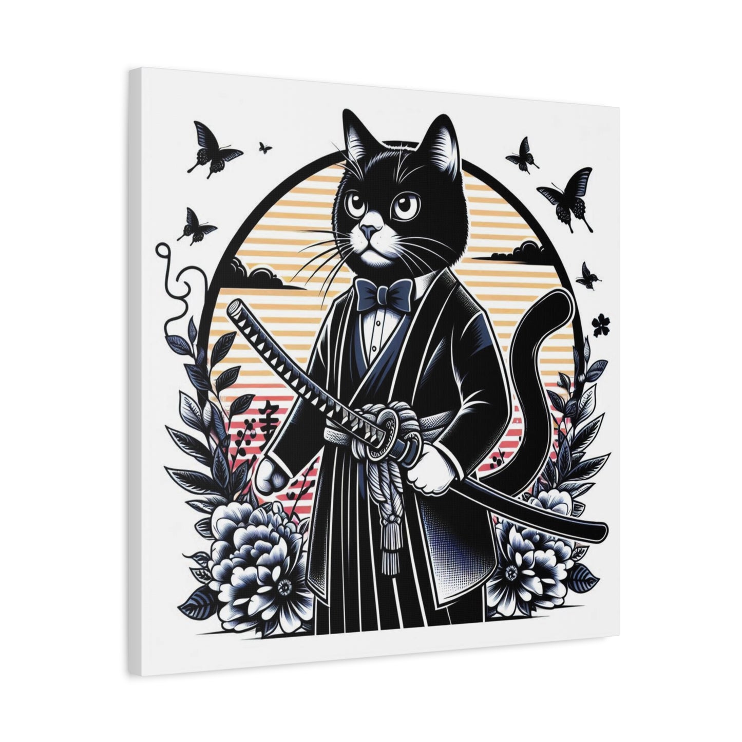 Samurai Tux Cat Canvas